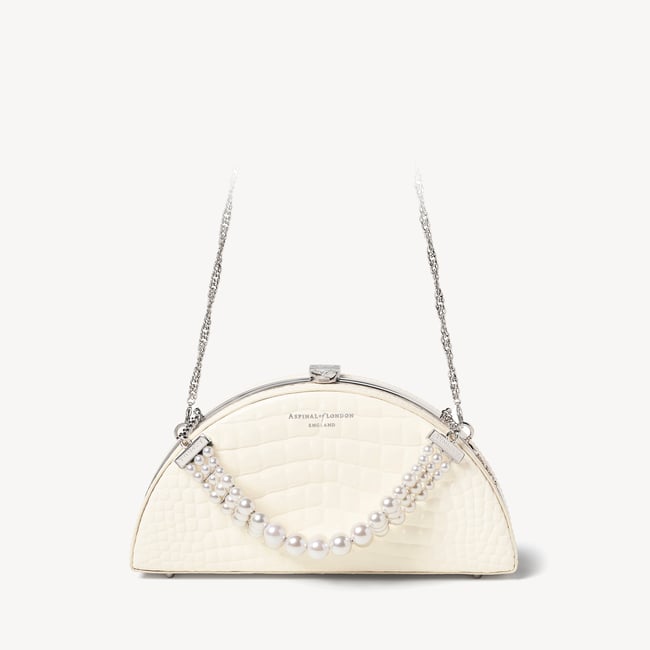 Luna Clutch Ivory Patent Croc