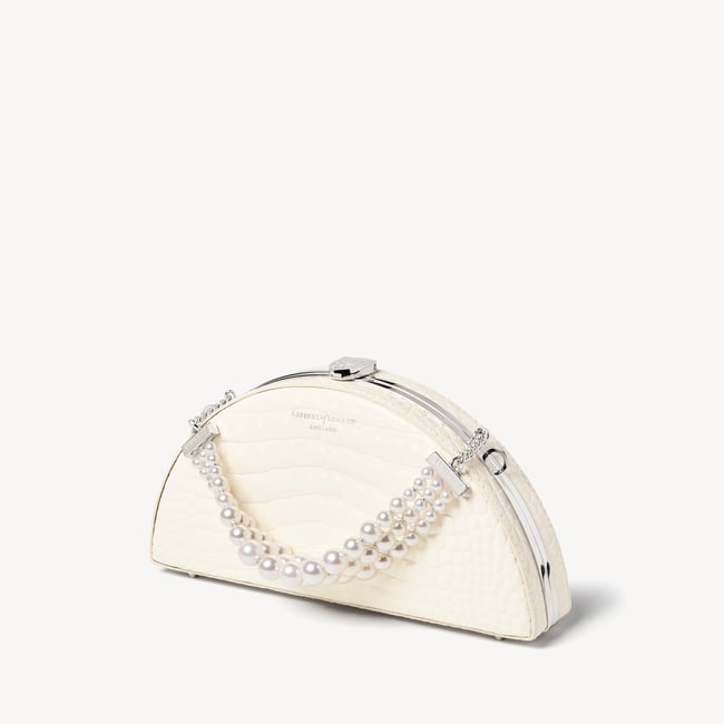 Luna Clutch Ivory Patent Croc