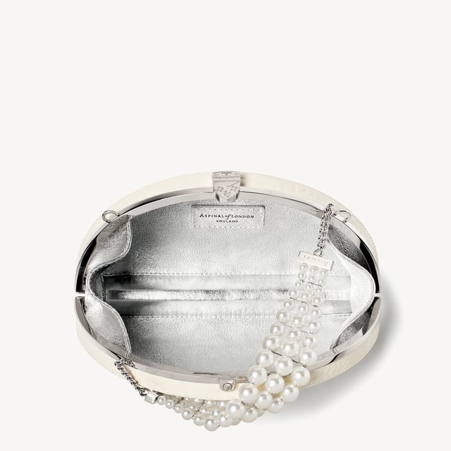 Luna Clutch Ivory Patent Croc