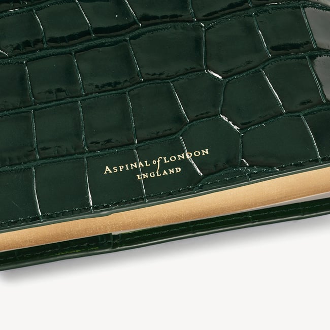 A5 Refillable Luxury Journal Deep Shine Evergreen Croc with Soft Suede Lining