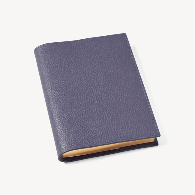A5 Refillable Luxury Journal Dusky Blue Pebble with Soft Suede Lining