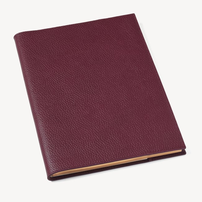 A4 Refillable Luxury Journal Garnet Pebble with Soft Suede Lining