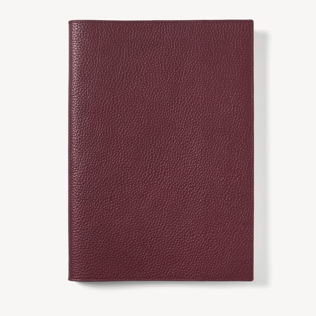 A4 Refillable Luxury Journal Garnet Pebble with Soft Suede Lining
