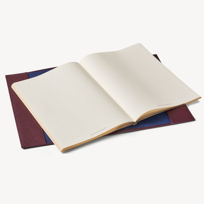 A4 Refillable Luxury Journal Garnet Pebble with Soft Suede Lining