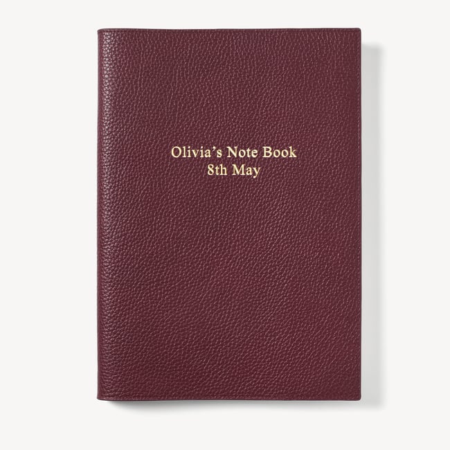A4 Refillable Luxury Journal Garnet Pebble with Soft Suede Lining