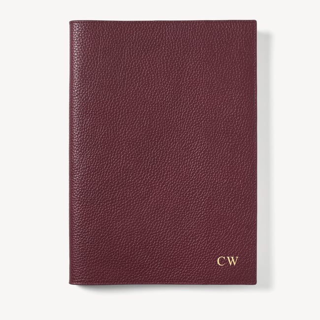 A4 Refillable Luxury Journal Garnet Pebble with Soft Suede Lining