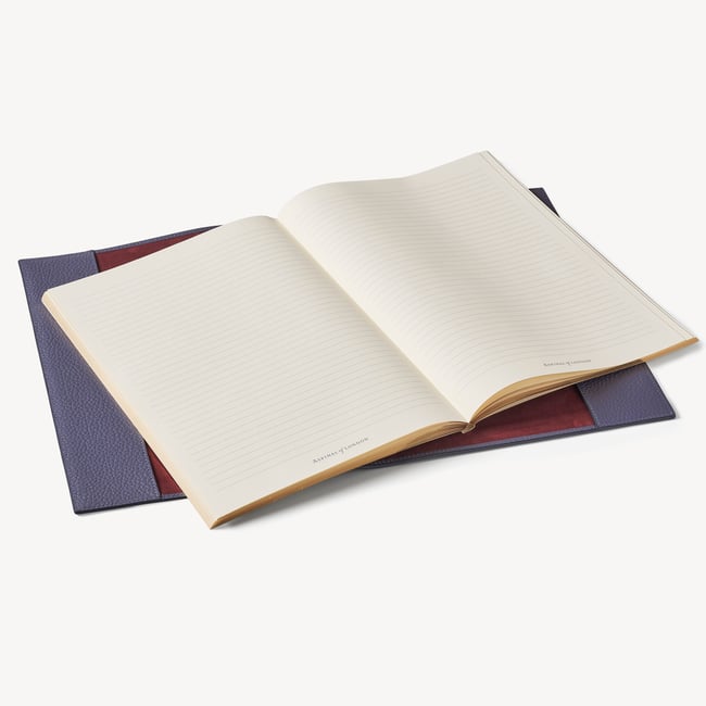 A4 Refillable Luxury Journal Dusky Blue Pebble with Soft Suede Lining
