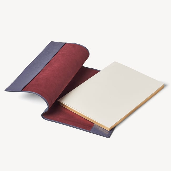 A4 Refillable Luxury Journal Dusky Blue Pebble with Soft Suede Lining