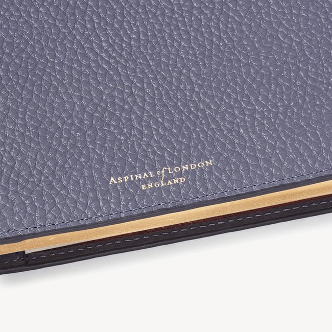 A4 Refillable Luxury Journal Dusky Blue Pebble with Soft Suede Lining