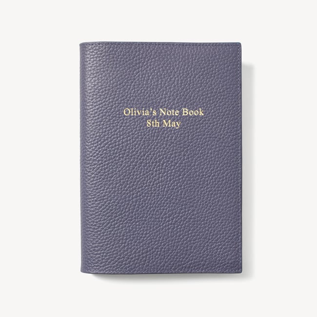 A5 Refillable Luxury Journal Dusky Blue Pebble with Soft Suede Lining
