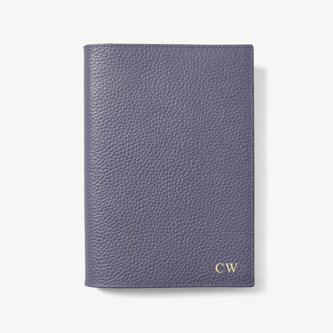A5 Refillable Luxury Journal Dusky Blue Pebble with Soft Suede Lining