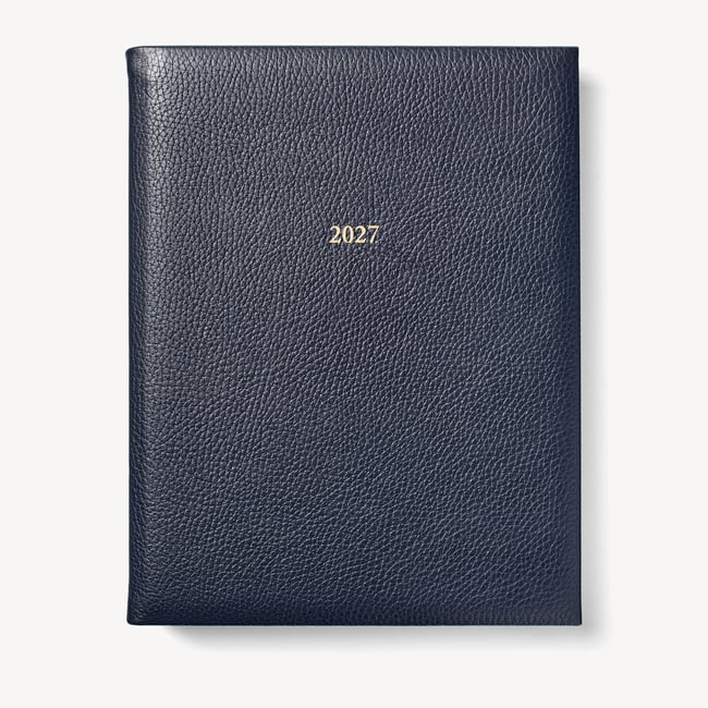 2027 A4 Day to Page Diary Navy Pebble