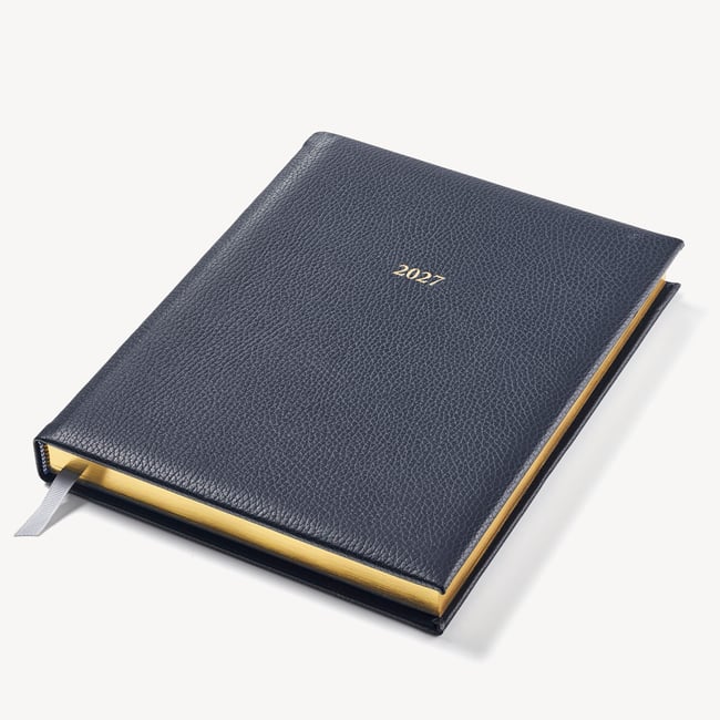 2027 A4 Day to Page Diary Navy Pebble