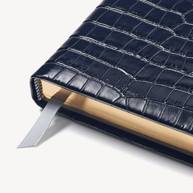 2027 A4 Day to Page Diary Deep Shine Navy Small Croc
