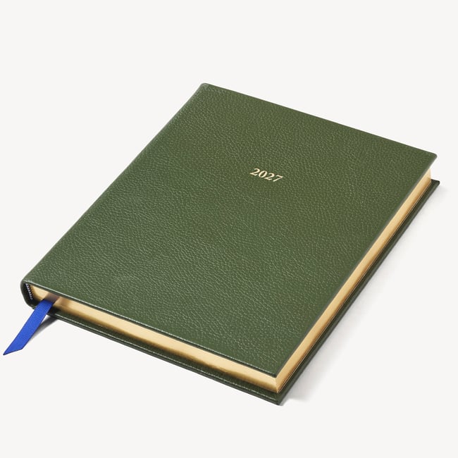 2027 A4 Day to Page Diary Racing Green Pebble