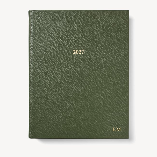 2027 A4 Day to Page Diary Racing Green Pebble