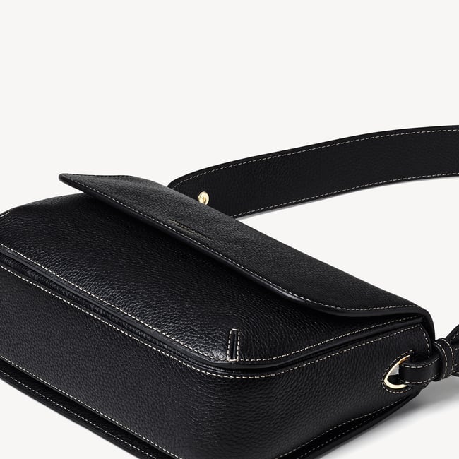 Ella Grande Crossbody Black Milled Pebble