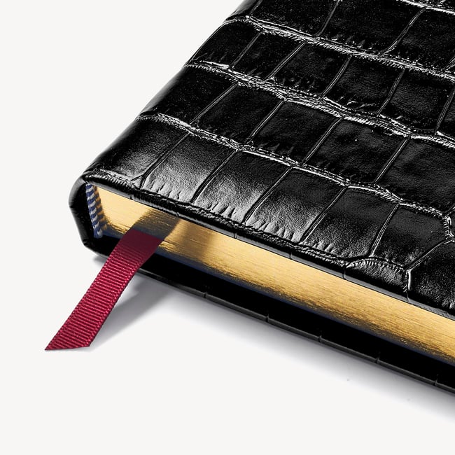 2027 A4 Day to Page Diary Deep Shine Black Croc