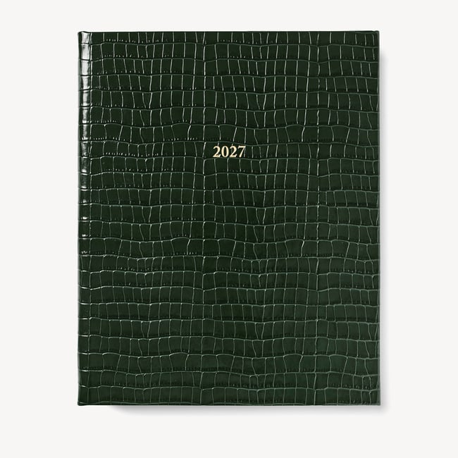 2027 A4 Week to View Diary Deep Shine Evergreen Small Croc