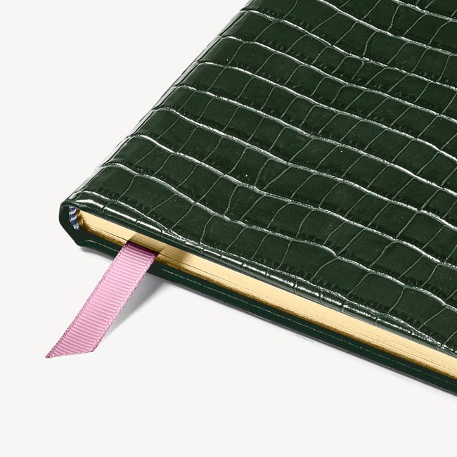 2027 A4 Week to View Diary Deep Shine Evergreen Small Croc