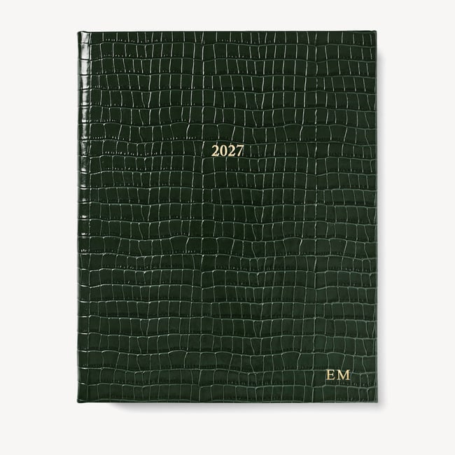 2027 A4 Week to View Diary Deep Shine Evergreen Small Croc