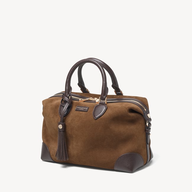 Hudson Midi Praline Suede & Chocolate Milled Pebble