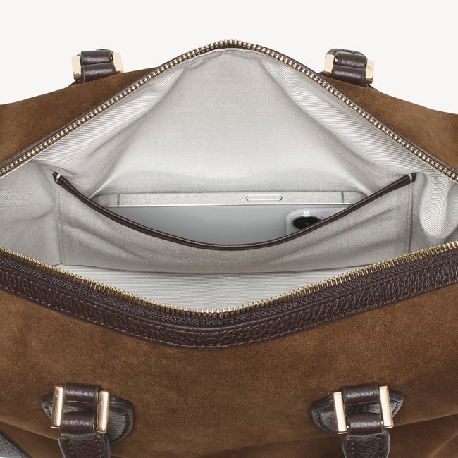 Hudson Midi Praline Suede & Chocolate Milled Pebble