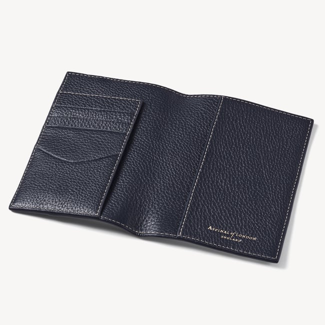 Hudson Passport Cover Classic Navy Milled Pebble