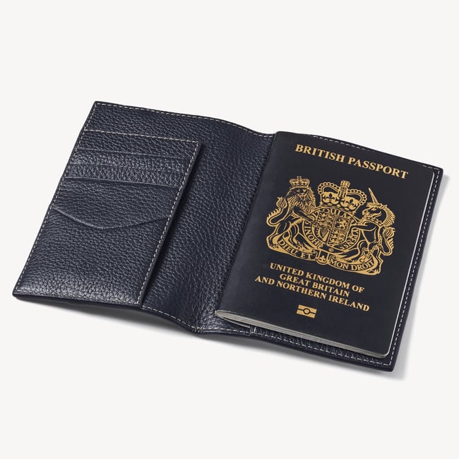 Hudson Passport Cover Classic Navy Milled Pebble