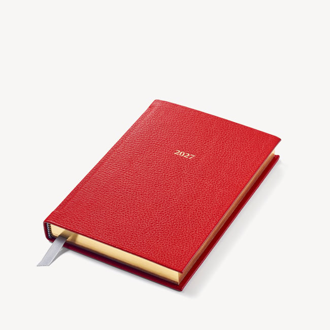 2027 A5 Day to Page Diary Cardinal Red Pebble