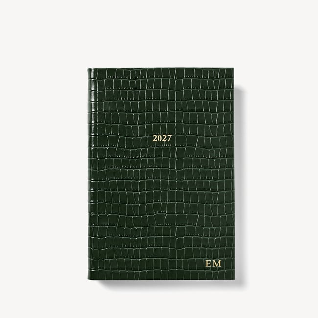 2027 A5 Day to Page Diary Deep Shine Evergreen Small Croc