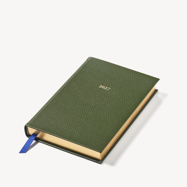 2027 A5 Day to Page Diary Racing Green Pebble