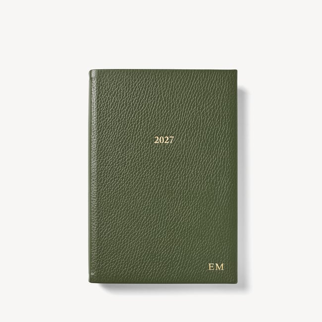 2027 A5 Day to Page Diary Racing Green Pebble