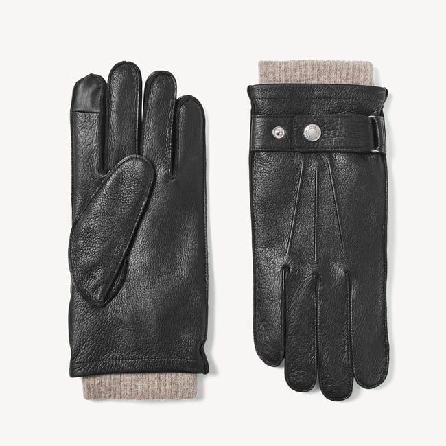 Men's Aerodrome Leather Gloves Black Deerskin