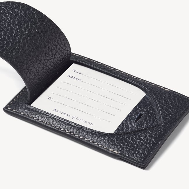 Hudson Luggage Tag Classic Navy Milled Pebble