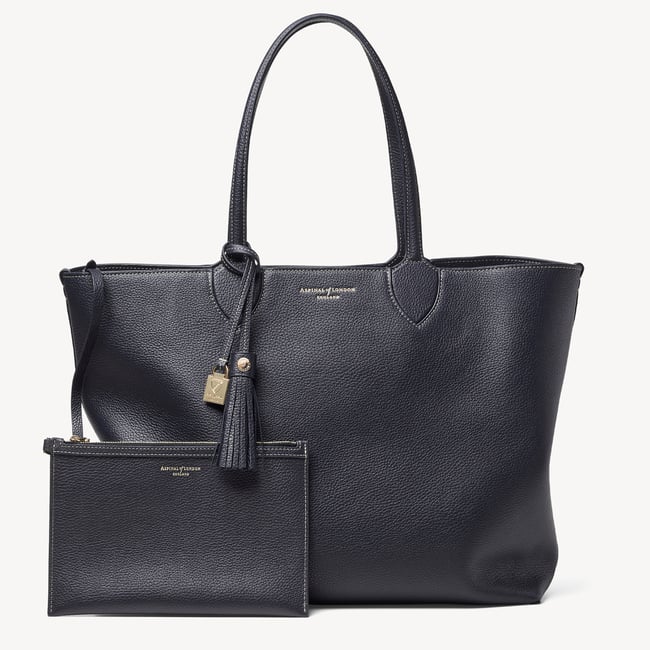 Hudson Tote Classic Navy Milled Pebble