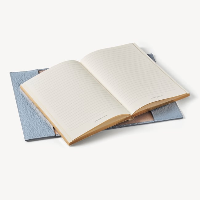 A5 Refillable Luxury Journal Sky Blue Pebble with Soft Suede Lining