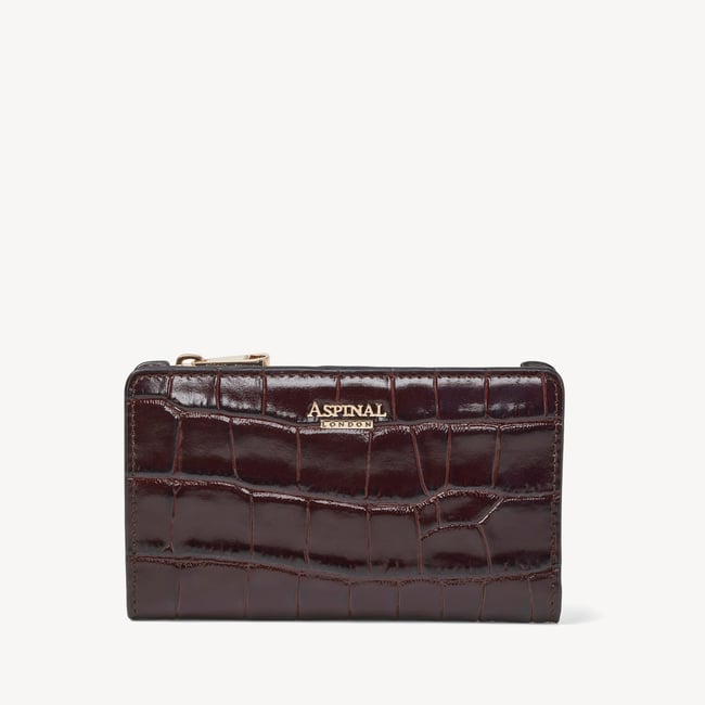 Mayfair® Coin & Card Wallet Deep Shine Dark Amazon Brown Croc