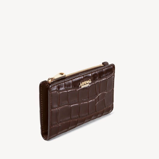Mayfair® Coin & Card Wallet Deep Shine Dark Amazon Brown Croc