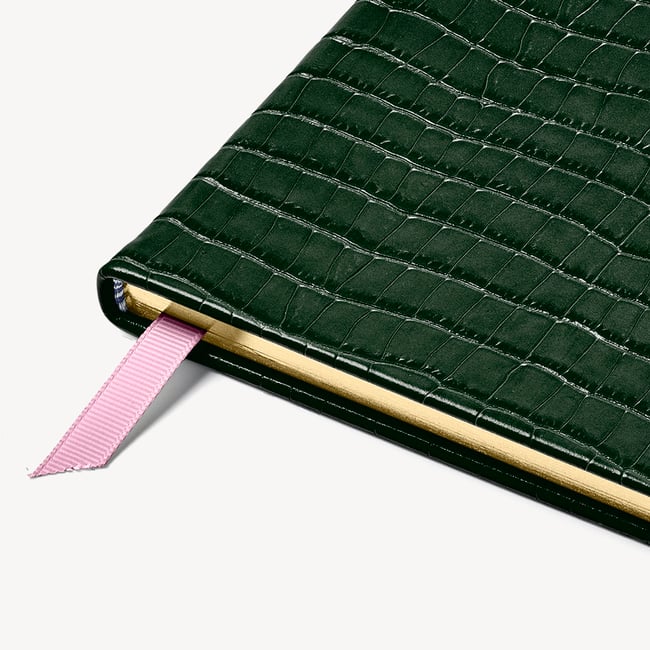 2027 A5 Week to View Diary Deep Shine Evergreen Small Croc