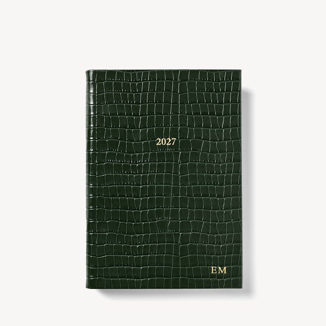 2027 A5 Week to View Diary Deep Shine Evergreen Small Croc