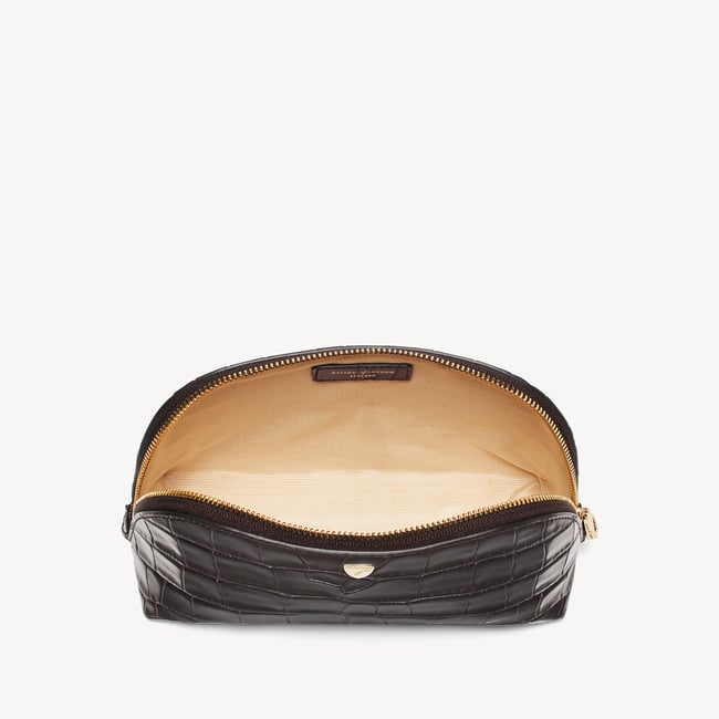 Classic Makeup Case Deep Shine Dark Amazon Brown Croc