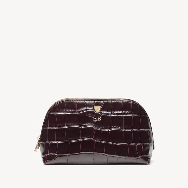 Classic Makeup Case Deep Shine Dark Amazon Brown Croc