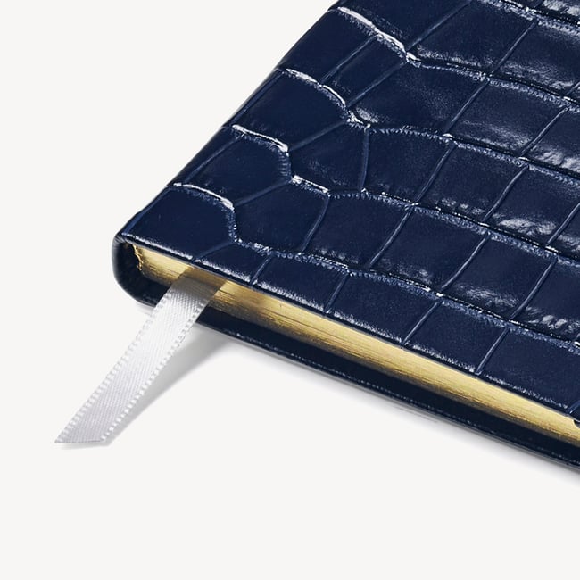2027 Slim Pocket Diary Deep Shine Navy Small Croc