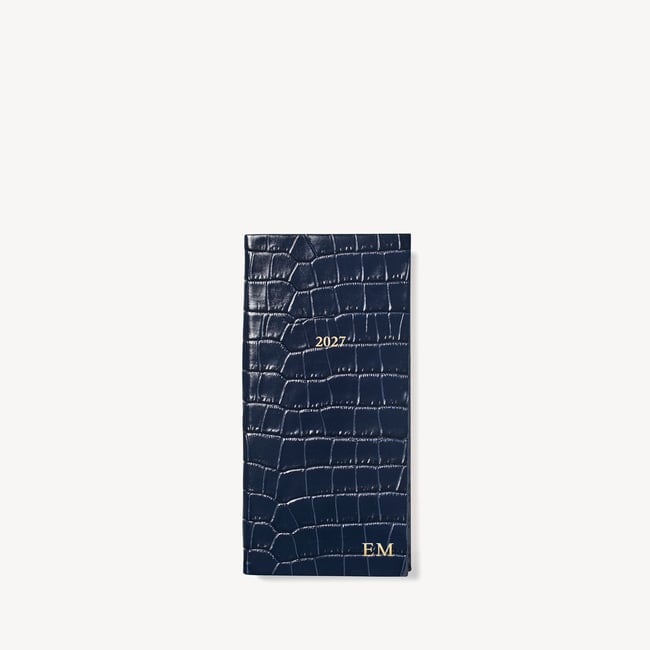2027 Slim Pocket Diary Deep Shine Navy Small Croc