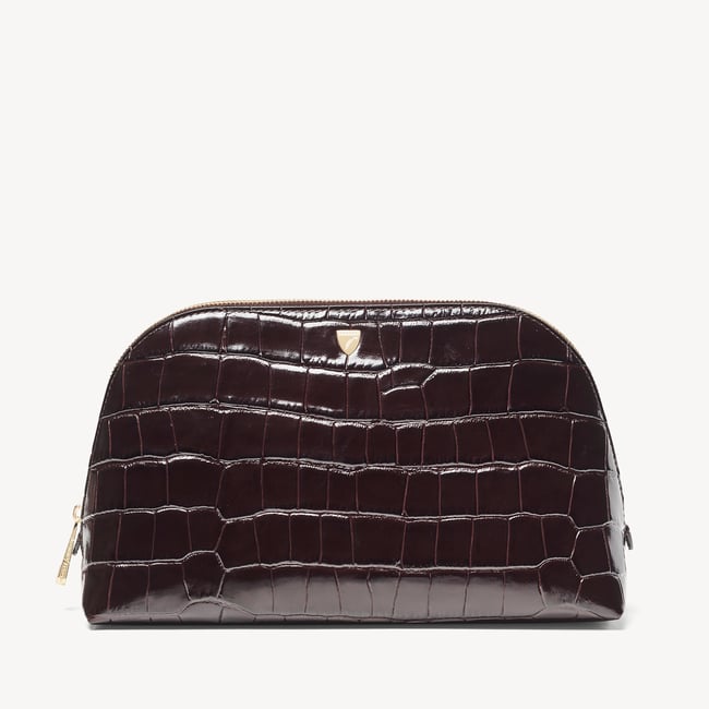 Classic Toiletry Bag Deep Shine Dark Amazon Brown Croc