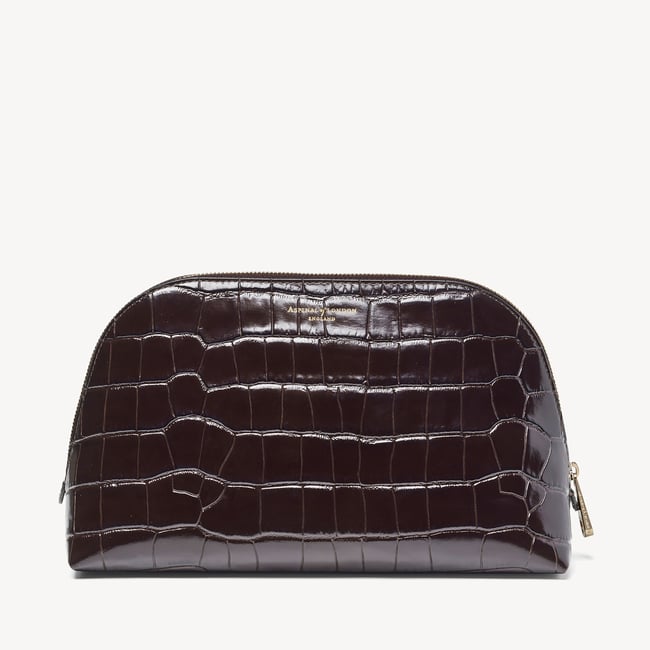 Classic Toiletry Bag Deep Shine Dark Amazon Brown Croc