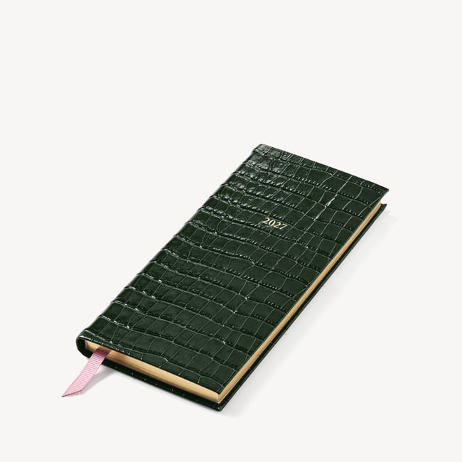 2027 Slim Pocket Diary Deep Shine Evergreen Small Croc