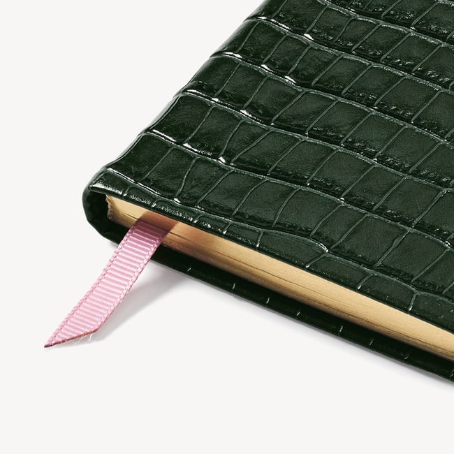 2027 Slim Pocket Diary Deep Shine Evergreen Small Croc