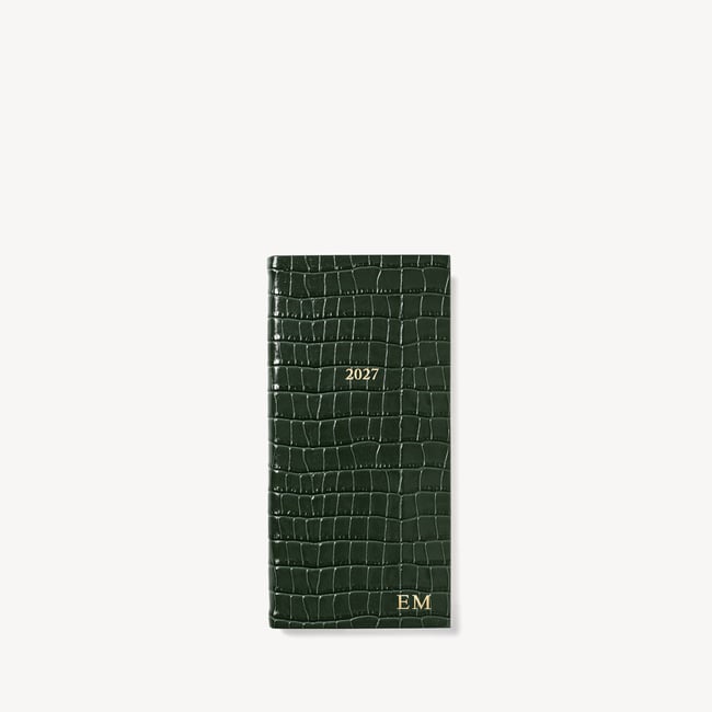 2027 Slim Pocket Diary Deep Shine Evergreen Small Croc
